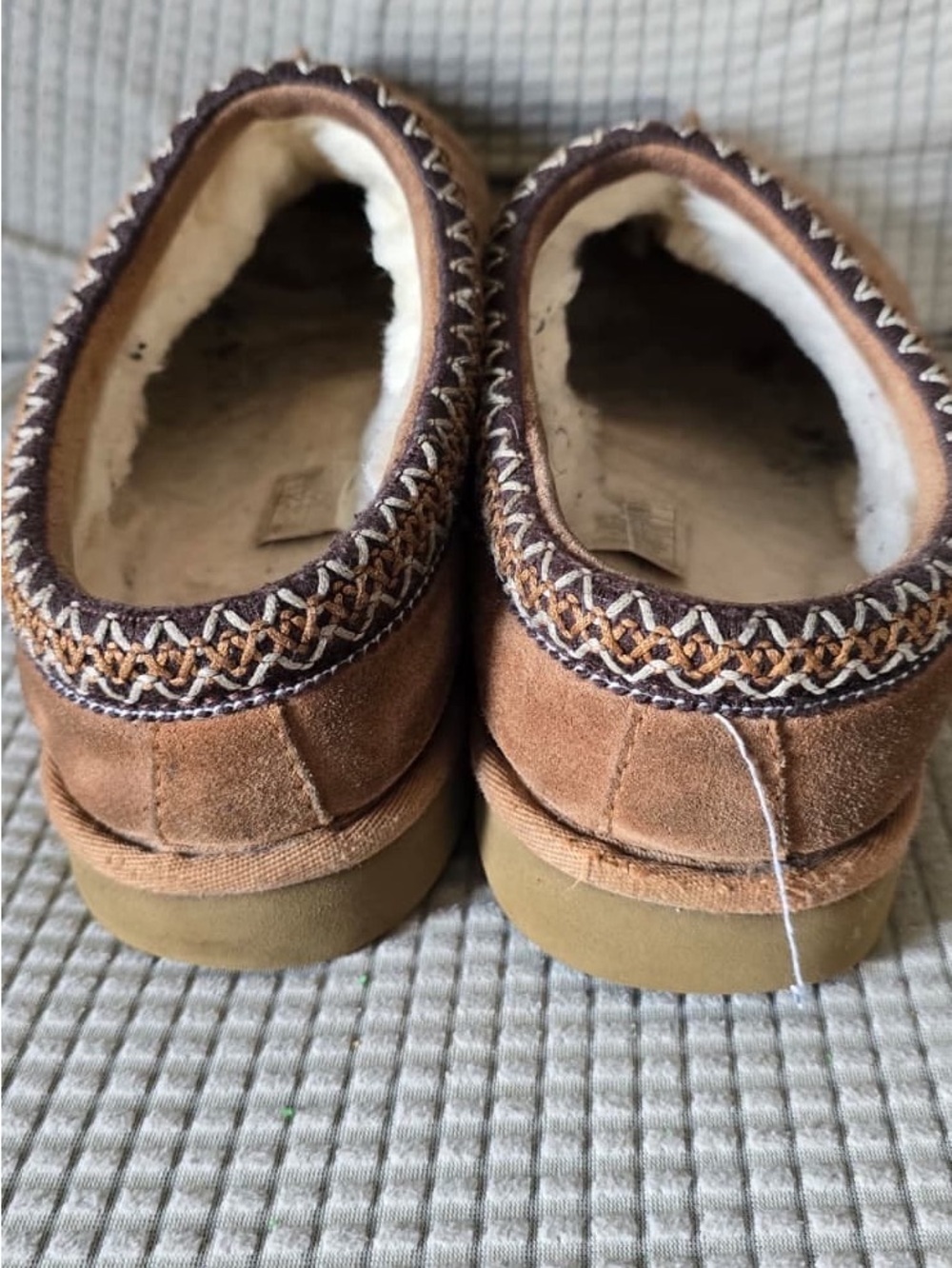 UGG Brown Suede Slip-On Shearling Lined Slippers - Picture 6 of 12